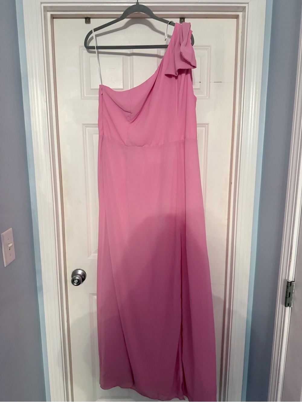 Lulu's One-Shoulder Dusty Rose Formal Gown